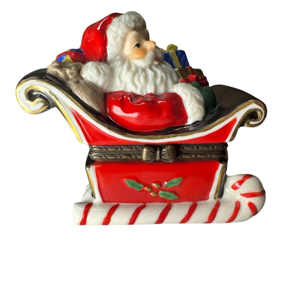 Department 56 Santa in Red and White Sleigh Trinket Box